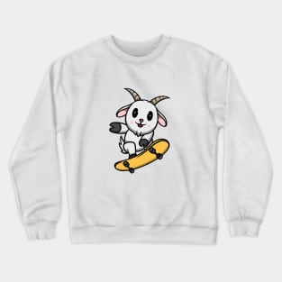 Cute Goat Playing Skateboard Crewneck Sweatshirt